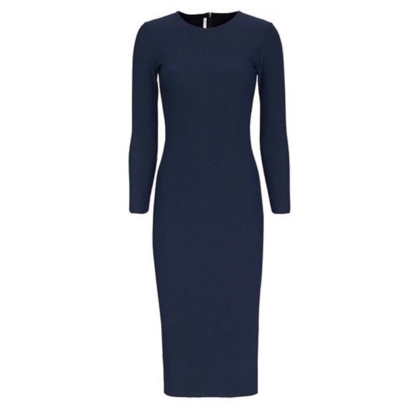 Nadia Tarr Blue Bodycon Midi Dress Sz L - Picture 8 of 8